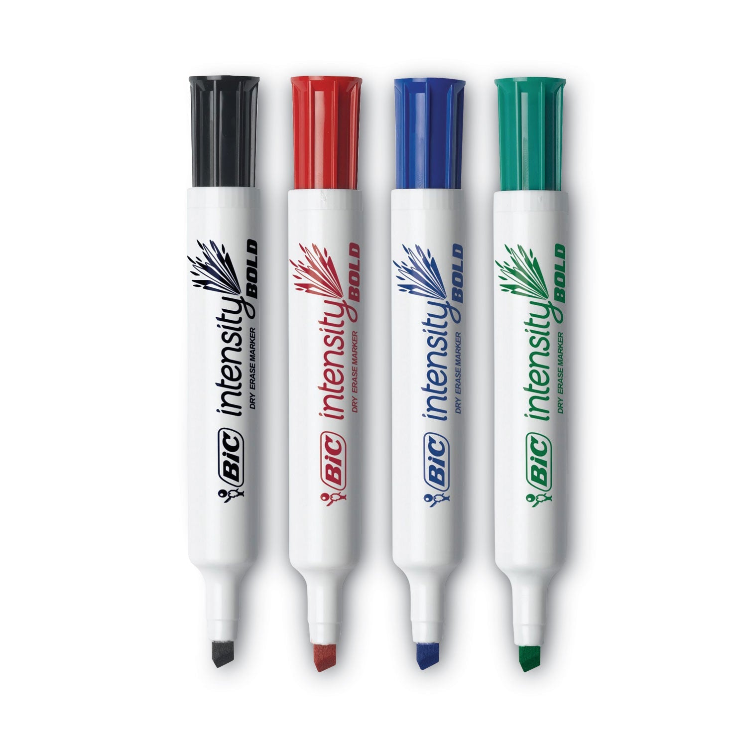 BIC Intensity Bold Tank-Style Dry Erase Marker, Broad Chisel Tip, Assorted Colors, 4/Set