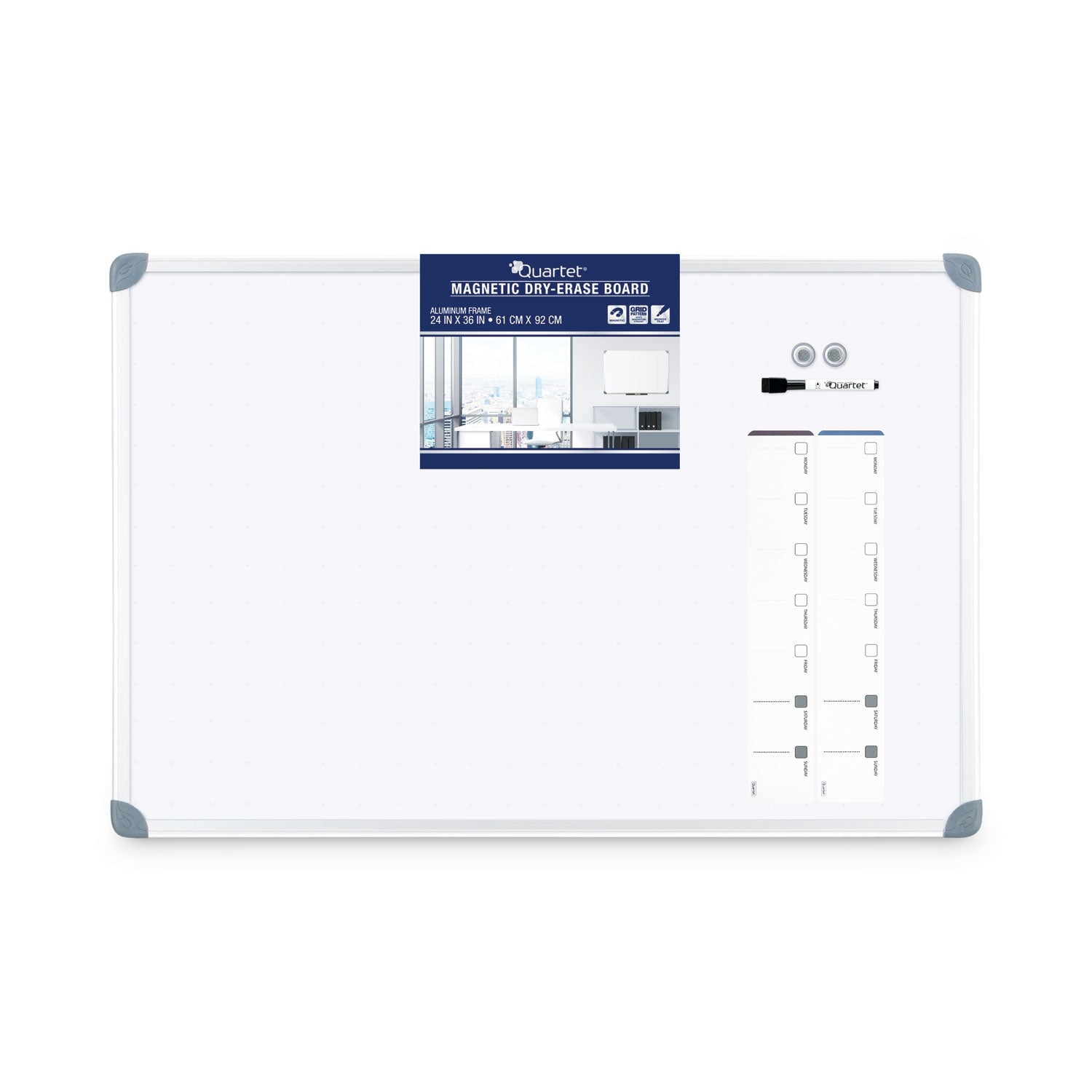 Quartet Euro-Style Magnetic Dry-Erase Aluminum Frame Boards, 36 x 24, Aluminum Frame