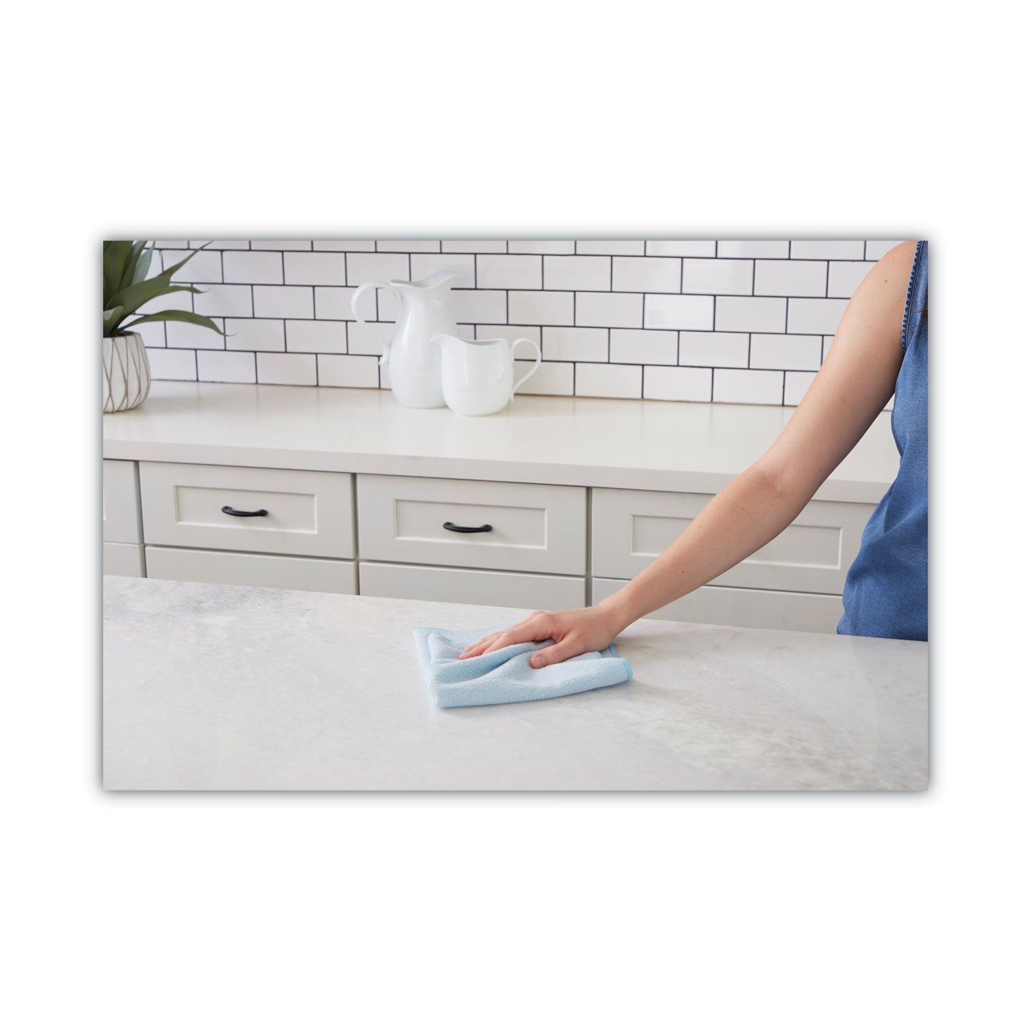 Boardwalk Microfiber Cleaning Cloths, 16 x 16, Blue, 24/Pack