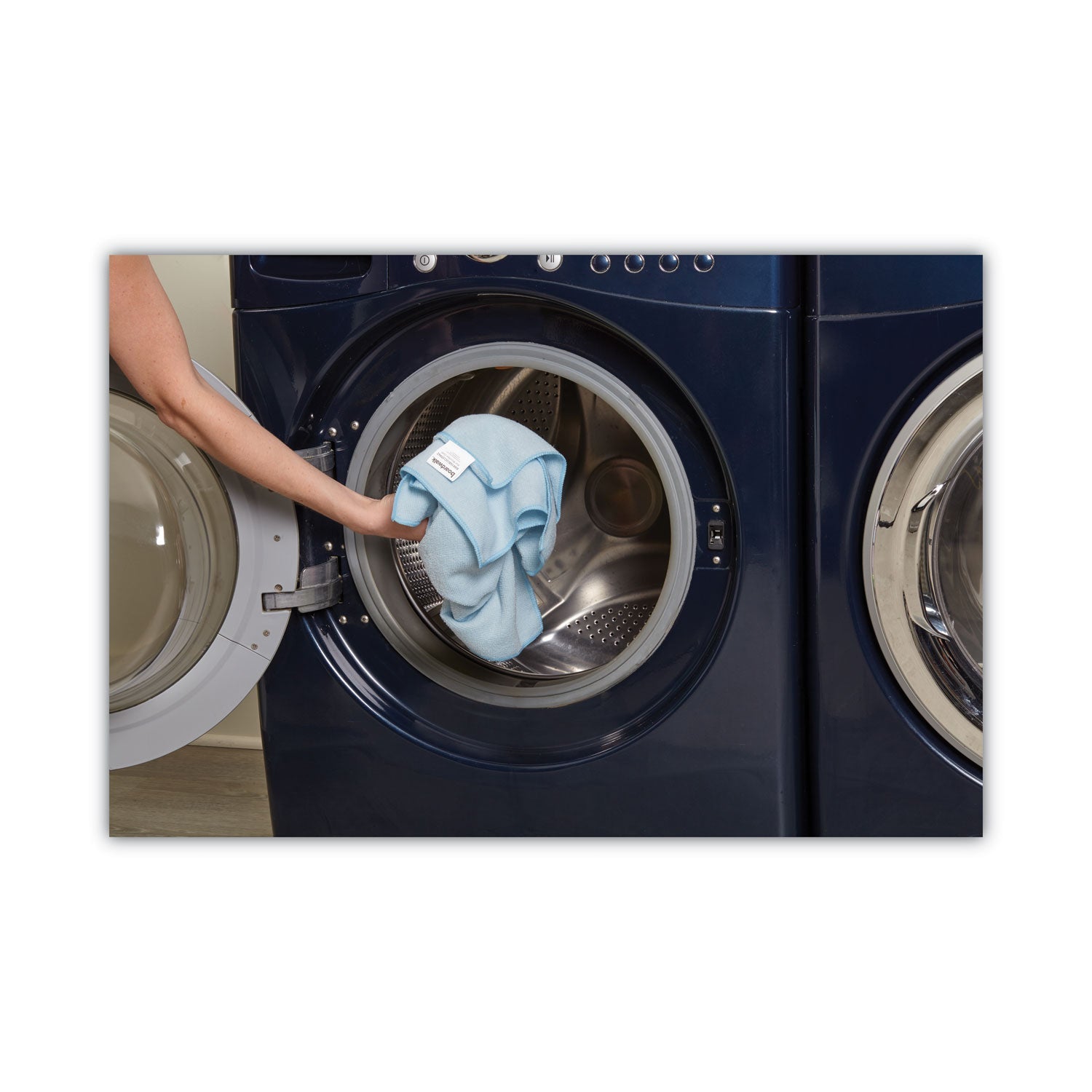Boardwalk Microfiber Cleaning Cloths, 16 x 16, Blue, 24/Pack