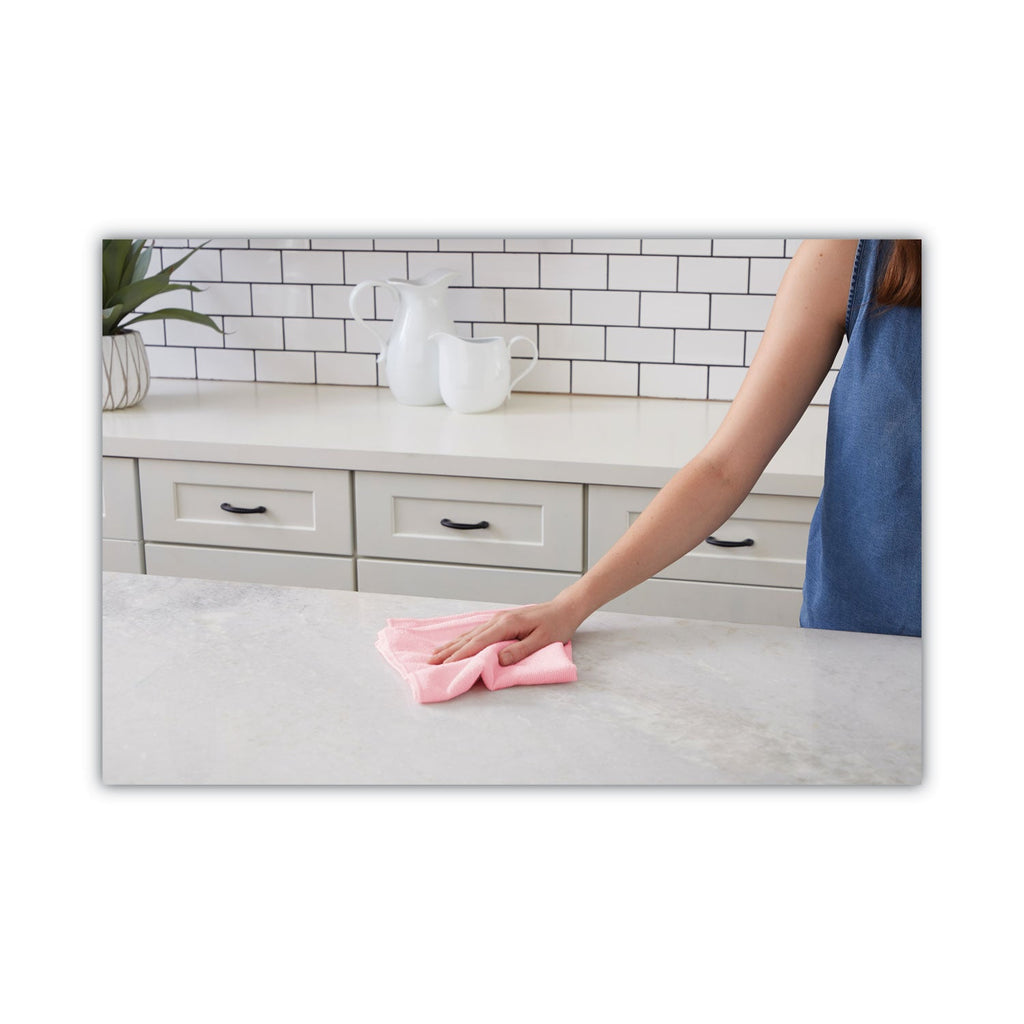 Boardwalk Microfiber Cleaning Cloths, 16 x 16, Pink, 24/Pack