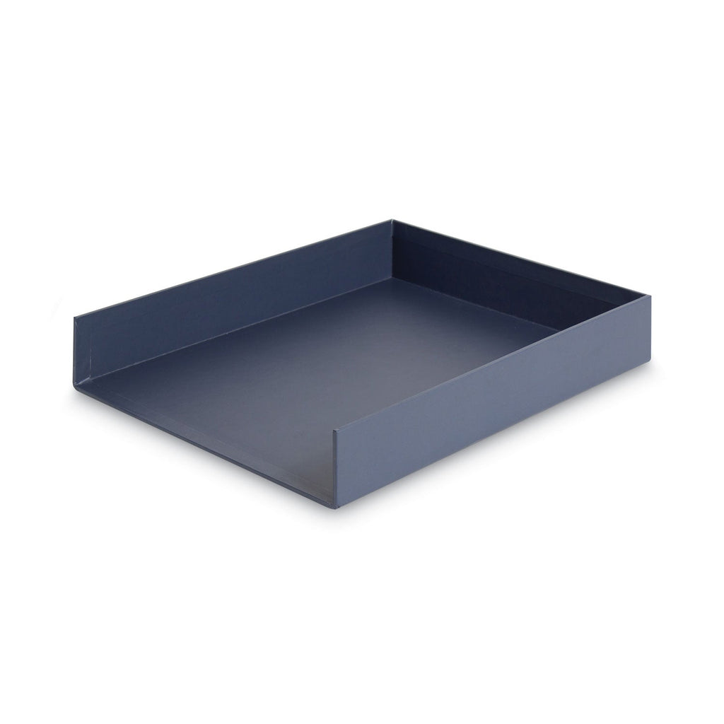U Brands Four-Piece Desk Organization Kit, Magazine Holder/Paper Tray/Pencil Cup/Storage Bin, Chipboard, Navy
