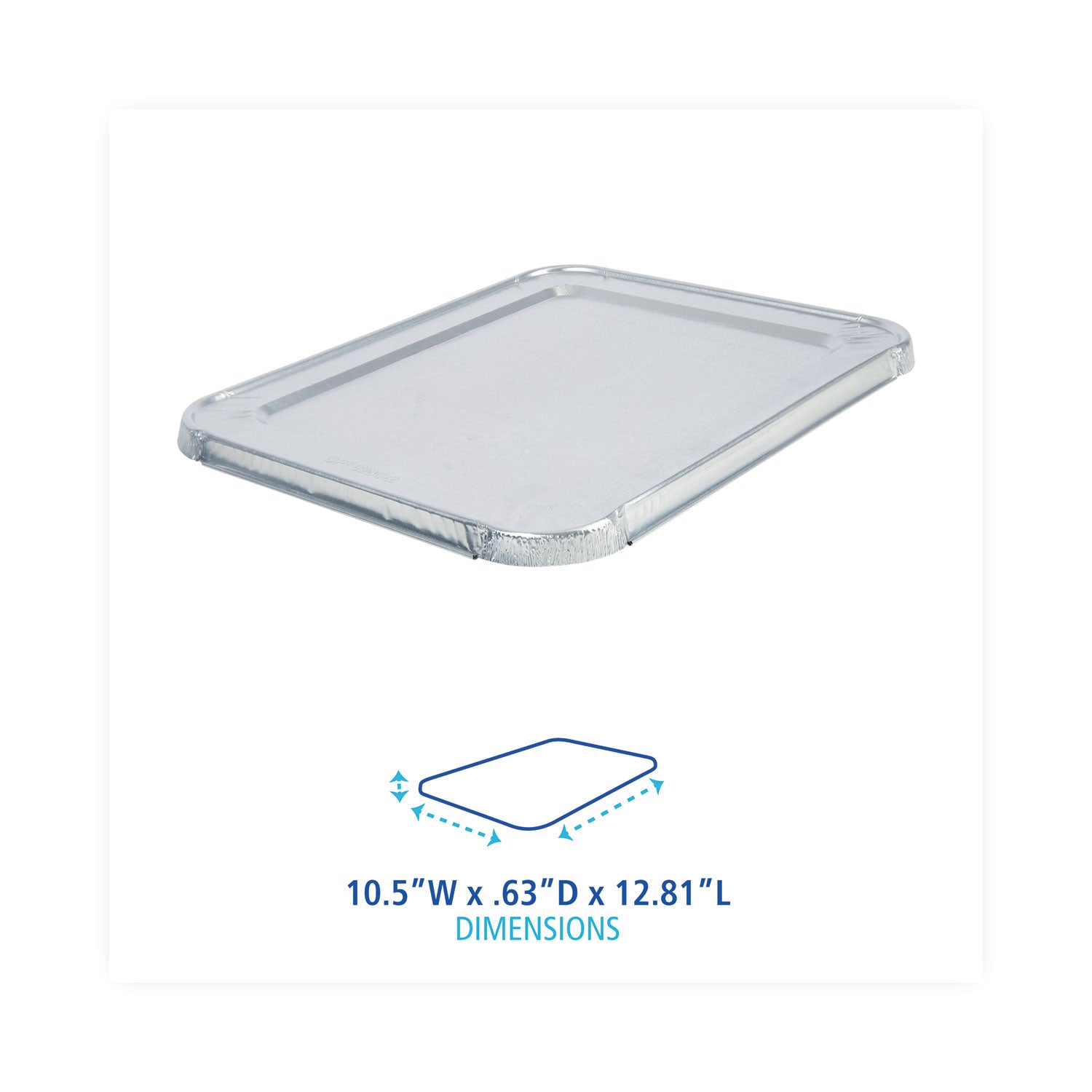 Boardwalk Aluminum Steam Table Pan Lids, Fits Half-Size Pan, Deep, 10.5 x 12.81 x 0.63, 100/Carton