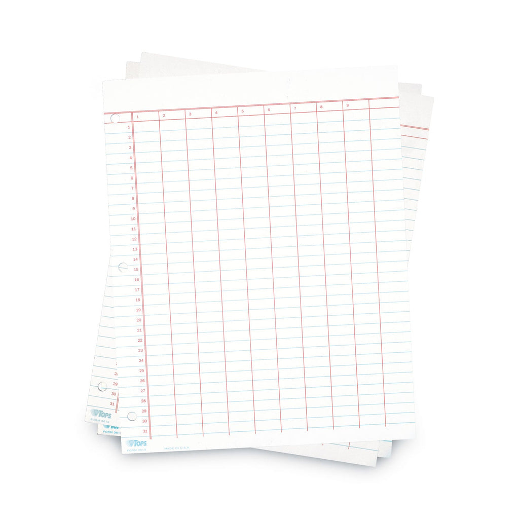 TOPS Data Pad with Numbered Column Headings, Data/Lab-Record Format, Wide/Legal Rule, 10 Columns, 8.5 x 11, White, 50 Sheets