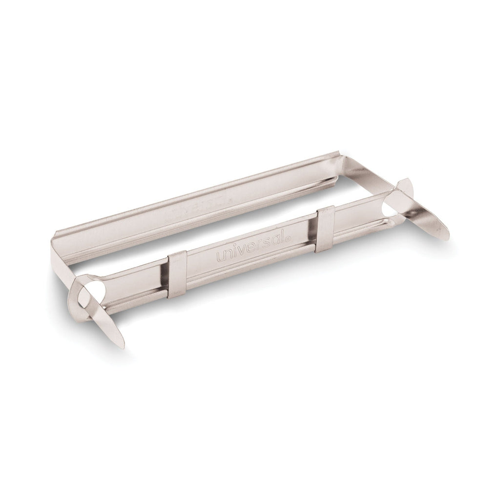 Universal Two-Piece Two-Prong Paper Fastener Base and Compressor Sets, 1" Capacity, 2.75" Center to Center, Silver, 50/Box