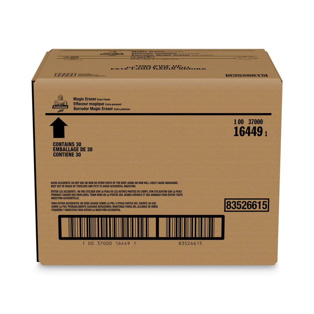 Mr. Clean Magic Eraser Extra Durable, 4.6 x 2.4, 0.7" Thick, White, 30/Carton