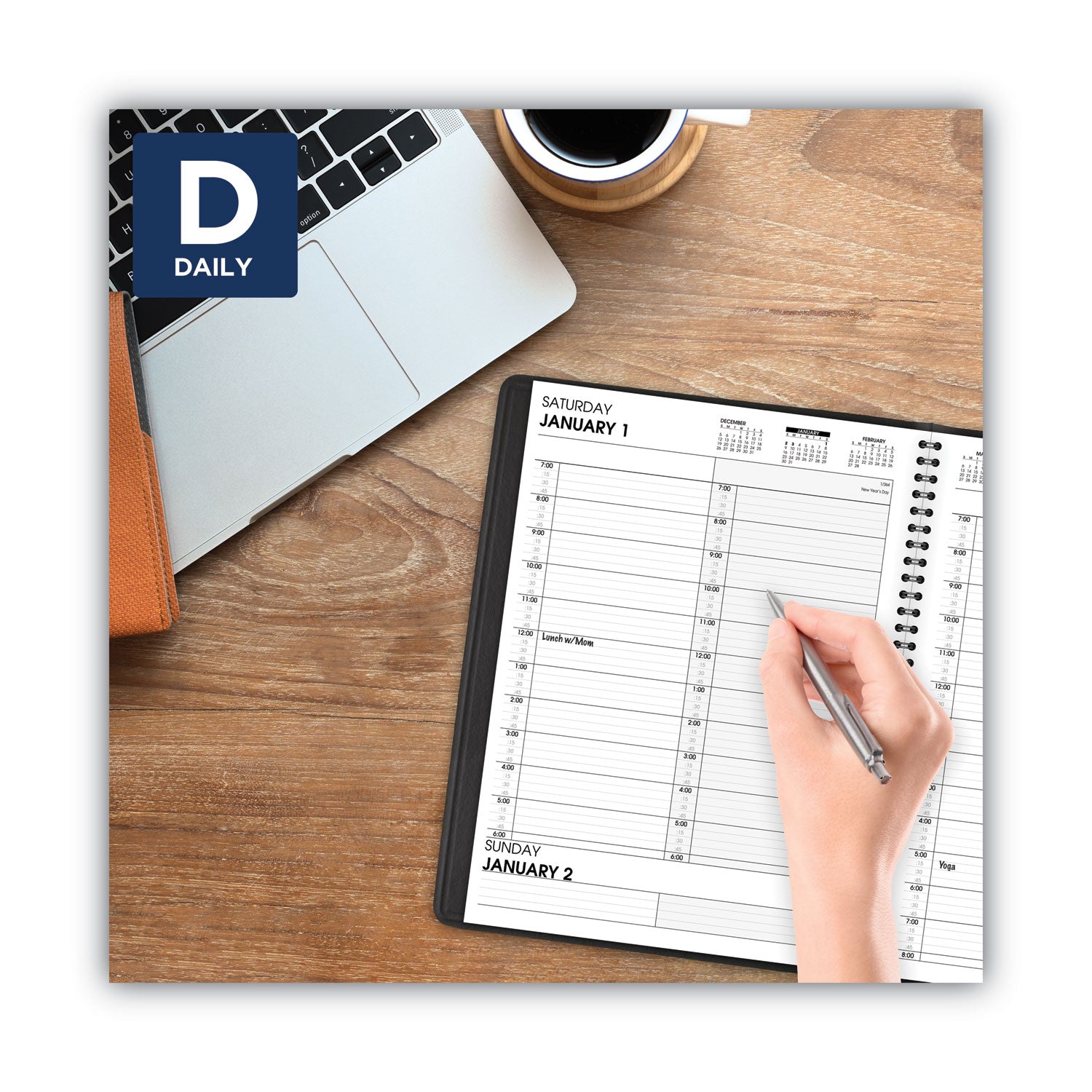 AT-A-GLANCE Two-Person Group Daily Appointment Book, 11 x 8, Black Cover, 12-Month (Jan to Dec): 2023