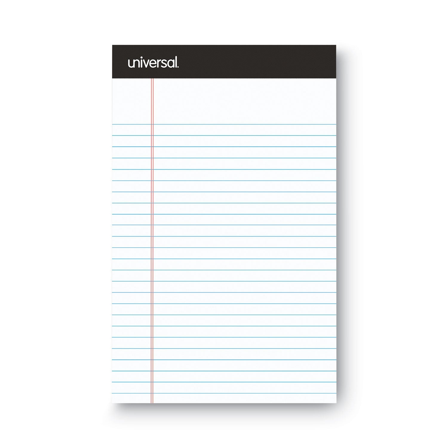 Universal Premium Ruled Writing Pads with Heavy-Duty Back, Narrow Rule, Black Headband, 50 White 5 x 8 Sheets, 6/Pack