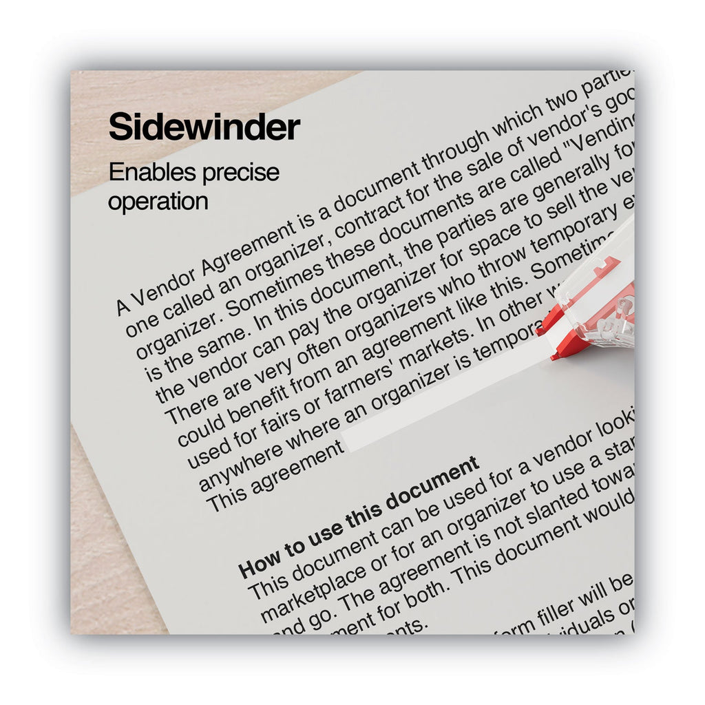 Universal Side-Application Correction Tape, Non-Refillable, Transparent Gray/Red Applicator,  0.2" x 393", 10/Pack