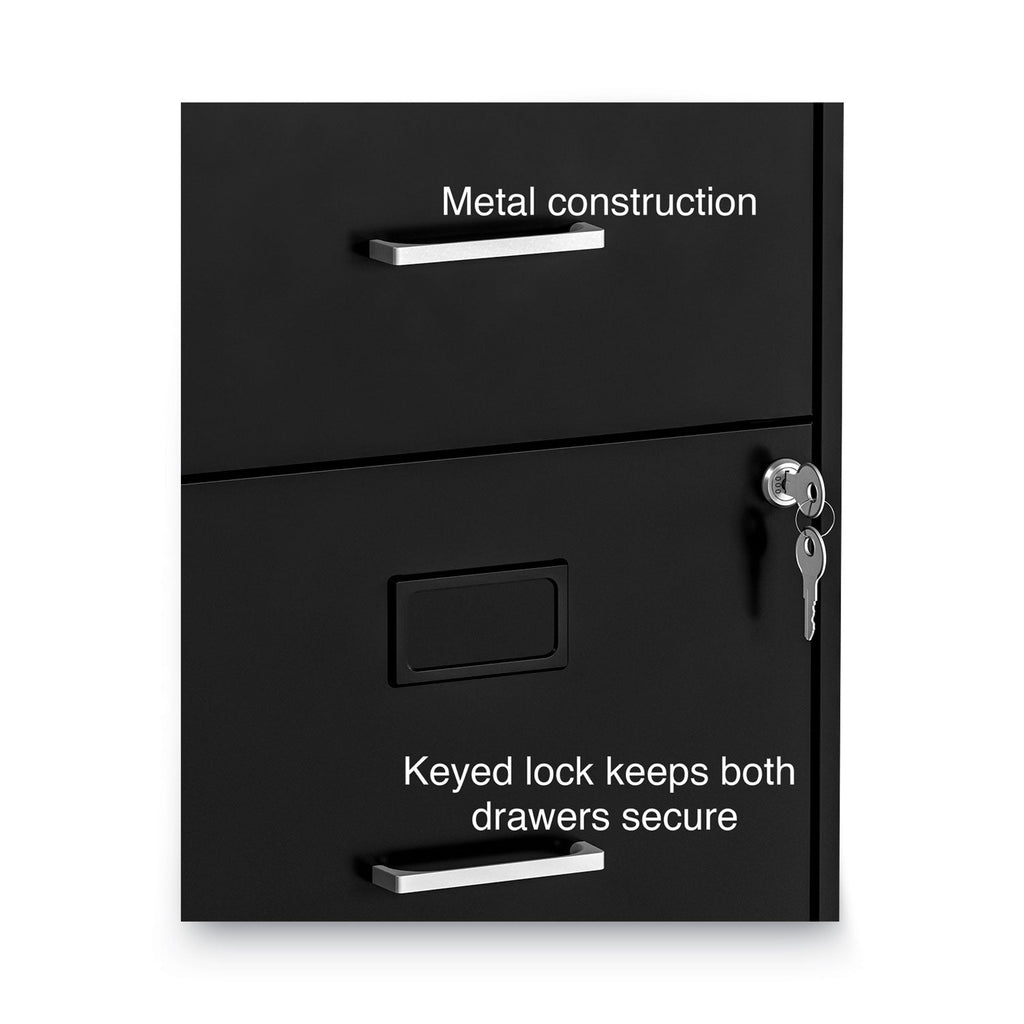 Alera Soho Vertical File Cabinet, 2 Drawers: File/File, Letter, Black, 14" x 18" x 24.1"