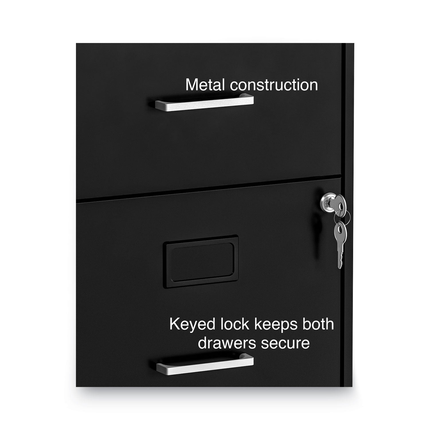 Alera Soho Vertical File Cabinet, 2 Drawers: File/File, Letter, Black, 14" x 18" x 24.1"