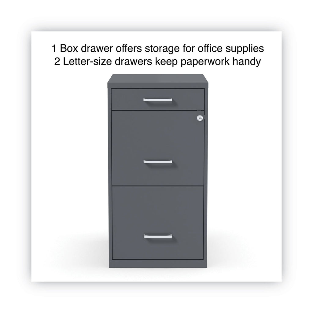 Alera Soho Vertical File Cabinet, 3 Drawers: Pencil/File/File, Letter, Charcoal, 14" x 18" x 26.9"