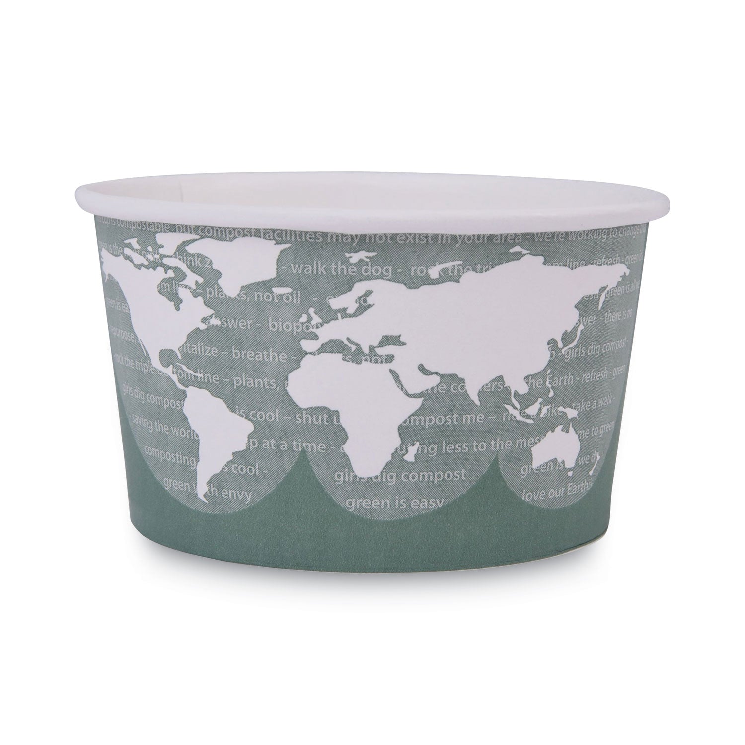 Eco-Products World Art Renewable and Compostable Food Container, 12 oz, 4.05 Diameter x 2.5 h, Green, Paper, 25/Pack, 20 Packs/Carton