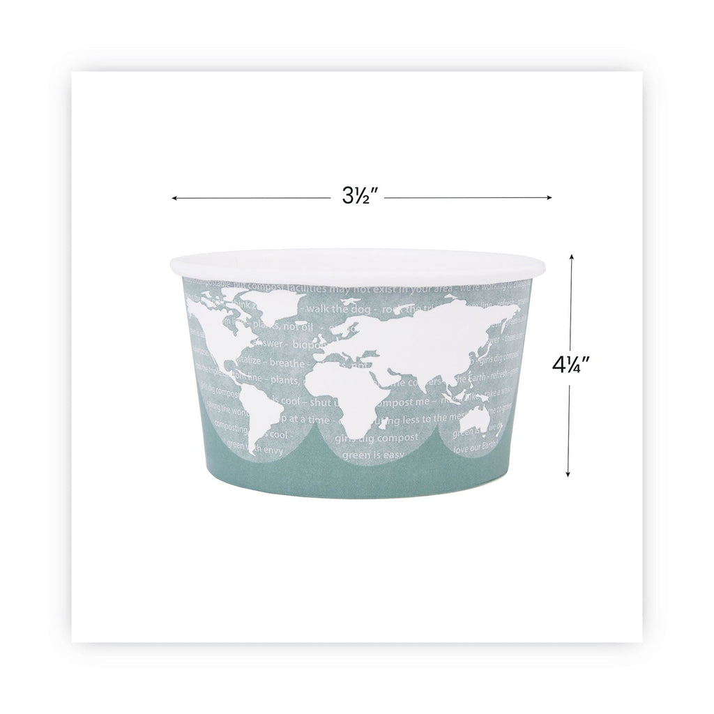 Eco-Products World Art Renewable and Compostable Food Container, 12 oz, 4.05 Diameter x 2.5 h, Green, Paper, 25/Pack, 20 Packs/Carton