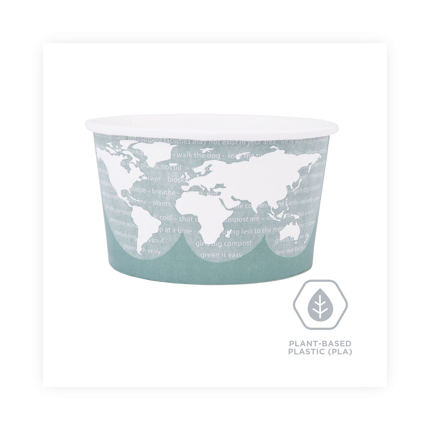 Eco-Products World Art Renewable and Compostable Food Container, 12 oz, 4.05 Diameter x 2.5 h, Green, Paper, 25/Pack, 20 Packs/Carton