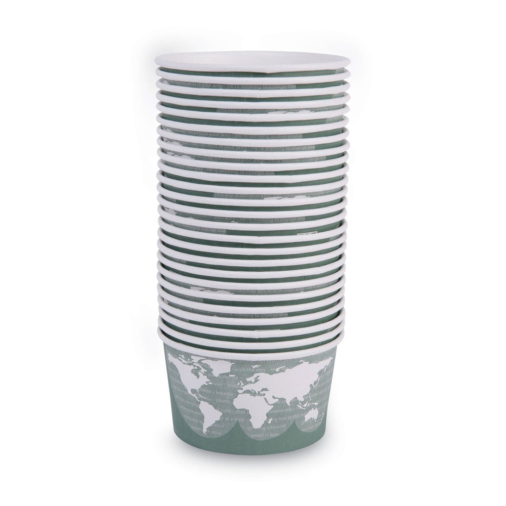 Eco-Products World Art Renewable and Compostable Food Container, 12 oz, 4.05 Diameter x 2.5 h, Green, Paper, 25/Pack, 20 Packs/Carton
