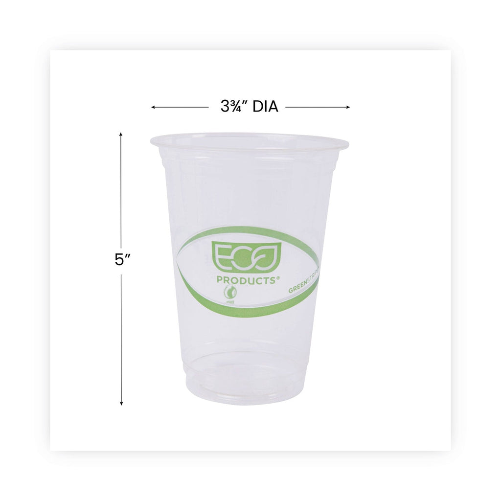 Eco-Products GreenStripe Renewable and Compostable Cold Cups Convenience Pack, Clear, 16 oz, 50/Pack