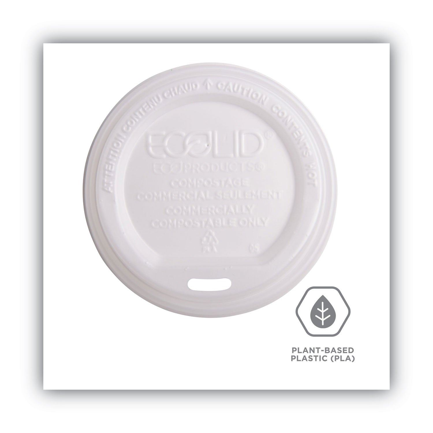 Eco-Products EcoLid Renewable/Compostable Hot Cup Lid, PLA, Fits 10 oz to 20 oz Hot Cups, 50/Pack, 16 Packs/Carton