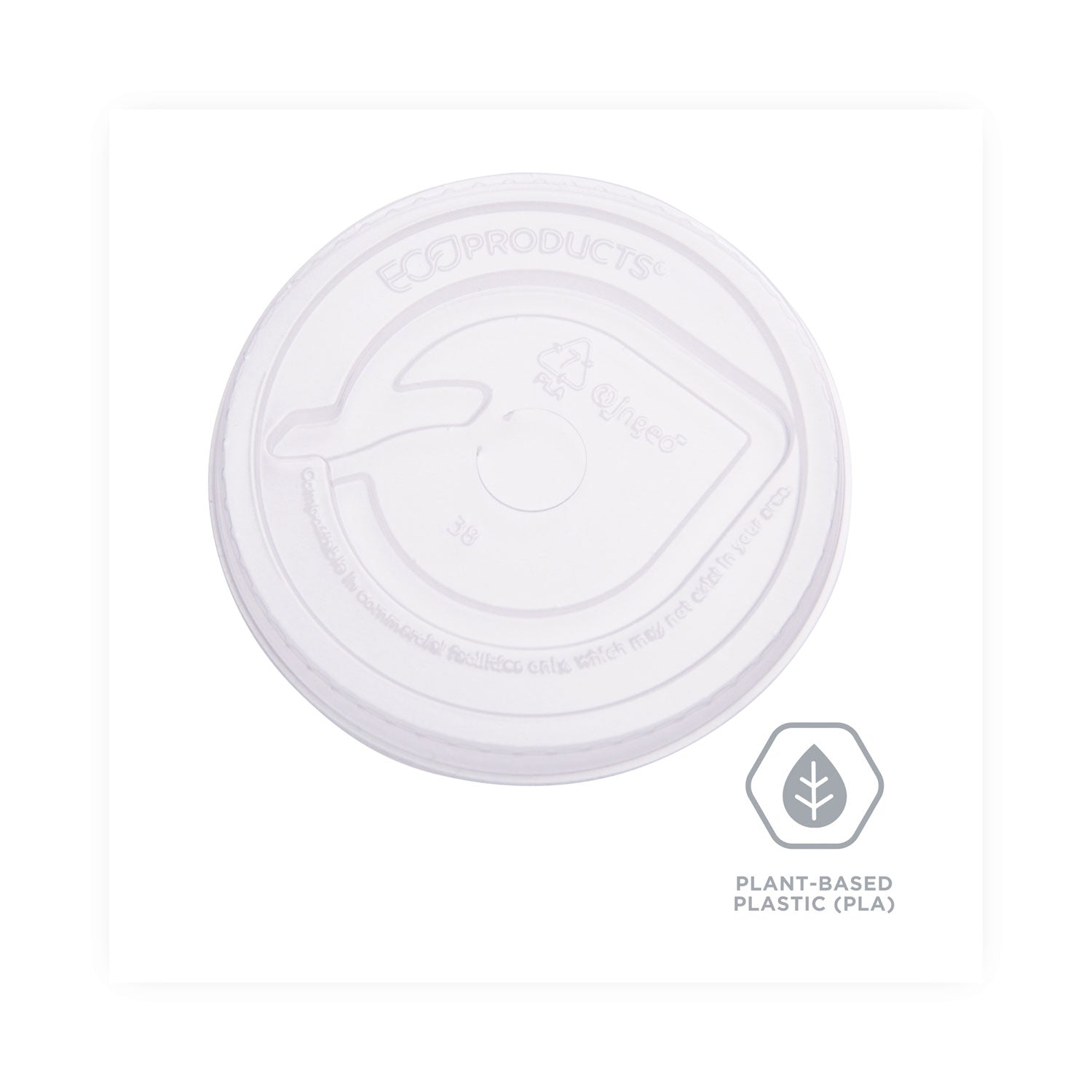 Eco-Products GreenStripe Renewable and Compost Cold Cup Flat Lids, Fits 9 oz to 24 oz Cups, Clear, 100/Pack, 10 Packs/Carton