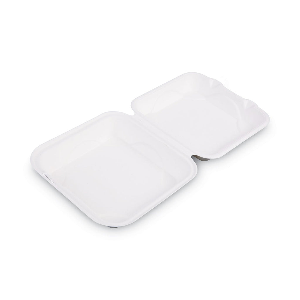 Eco-Products Renewable and Compostable Sugarcane Clamshells, 9 x 9 x 3, White, 50/Pack, 4 Packs/Carton