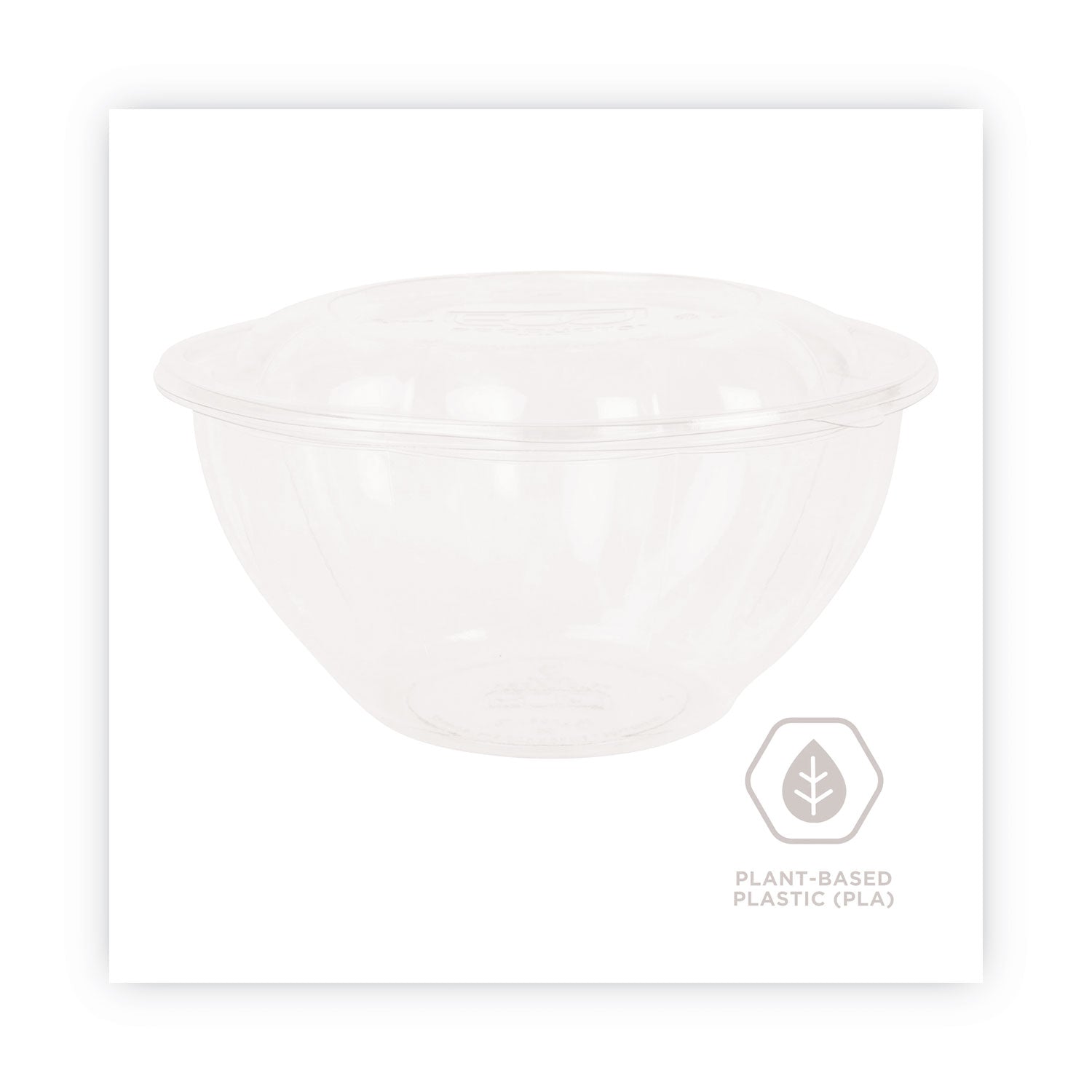 Eco-Products Renewable and Compostable Salad Bowls with Lids, 32 oz, Clear, Plastic, 50/Pack, 3 Packs/Carton
