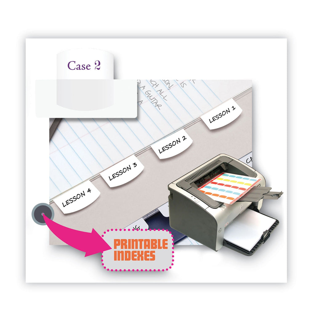 Redi-Tag Laser Printable Index Tabs, 1/5-Cut, White, 1.13" Wide, 100/Pack