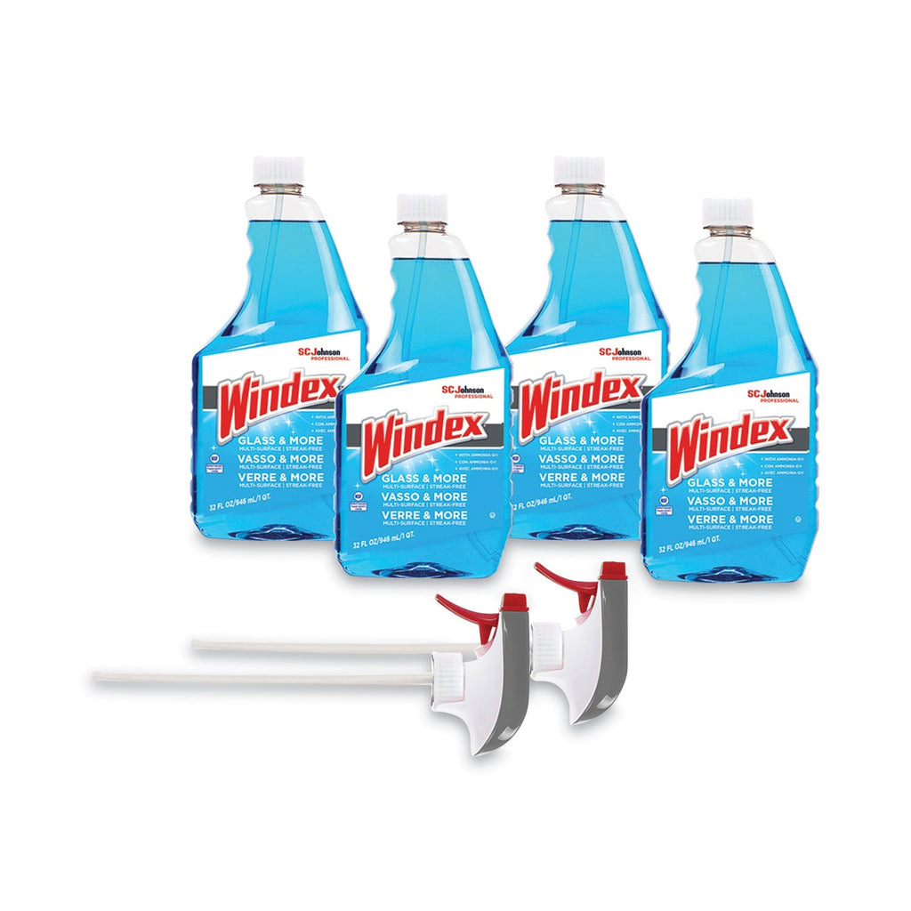 Windex Original Glass Cleaner, Fresh Scent, 32 oz Spray Bottle, 4/Carton