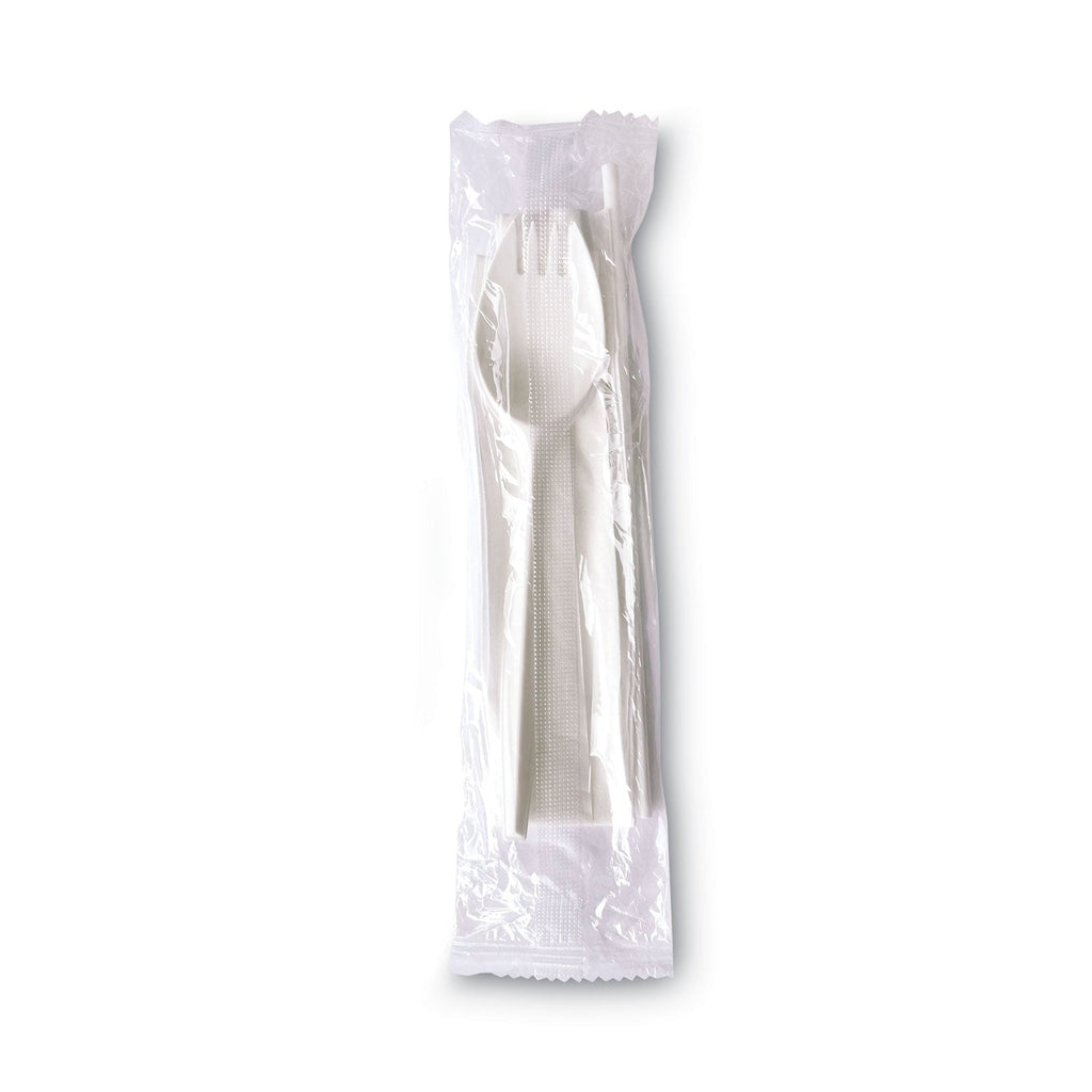 Boardwalk School Cutlery Kit, Napkin/Spork/Straw, White, 1000/Carton