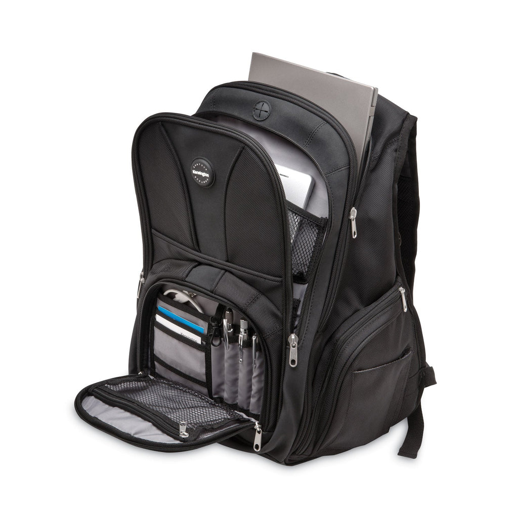 Kensington Contour Laptop Backpack, Fits Devices Up to 17", Ballistic Nylon, 15.75 x 9 x 19.5, Black