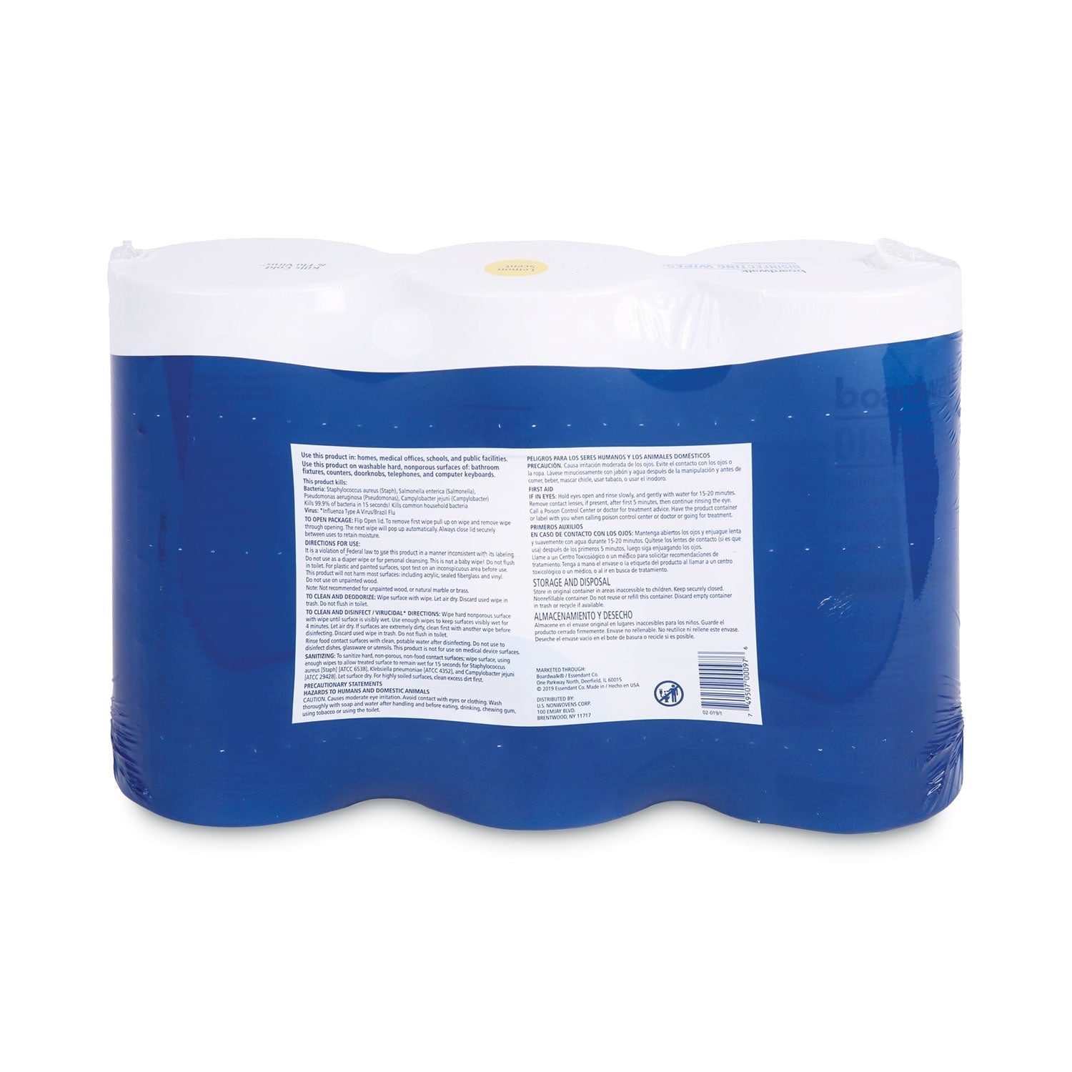 Boardwalk Disinfecting Wipes, 7 x 8, Lemon Scent, 75/Canister, 12 Canisters/Carton