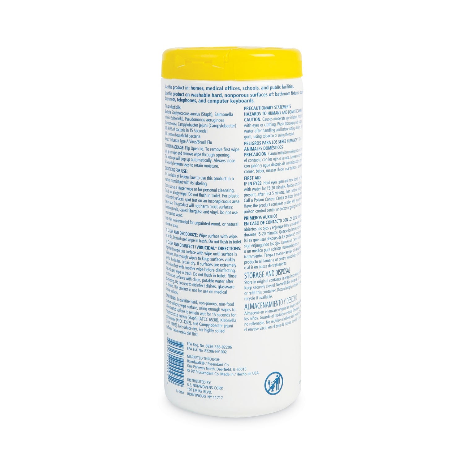 Boardwalk Disinfecting Wipes, 7 x 8, Lemon Scent, 35/Canister, 12 Canisters/Carton