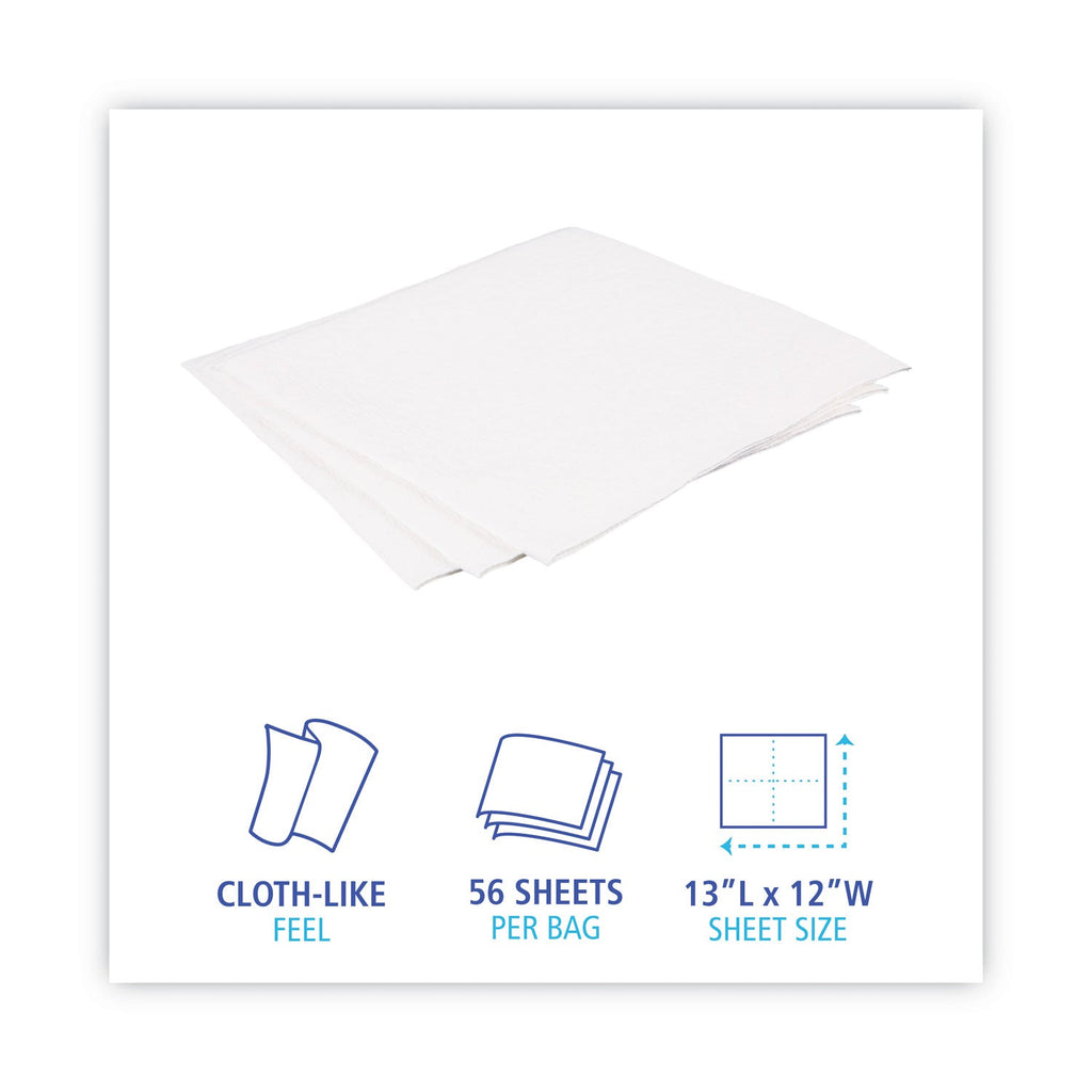 Boardwalk DRC Wipers, 12 x 13, White, 56 Bag, 18 Bags/Carton