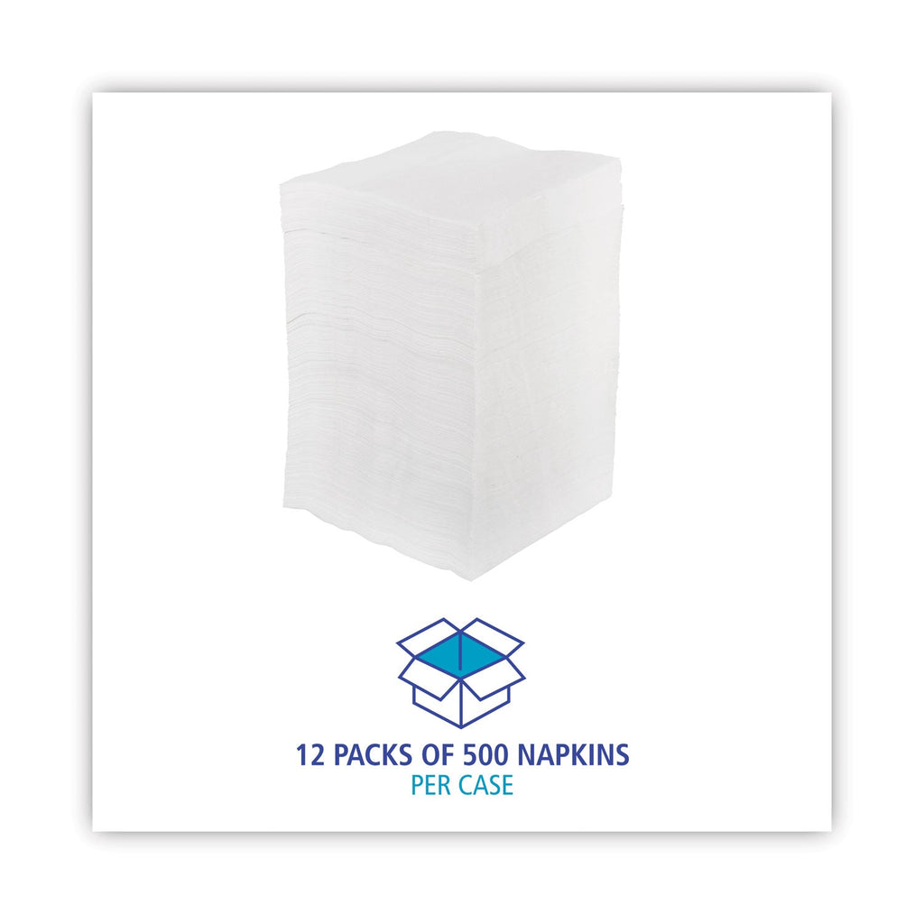 Boardwalk 1/4-Fold Lunch Napkins, 1-Ply, 12" x 12", White, 6000/Carton