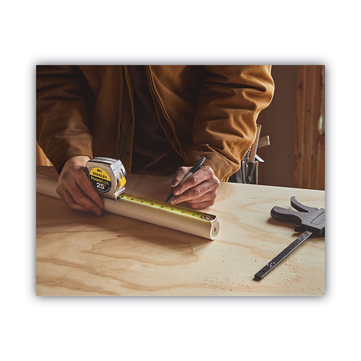 Stanley Powerlock II Power Return Rule, 1" x 25 ft, Chrome/Yellow