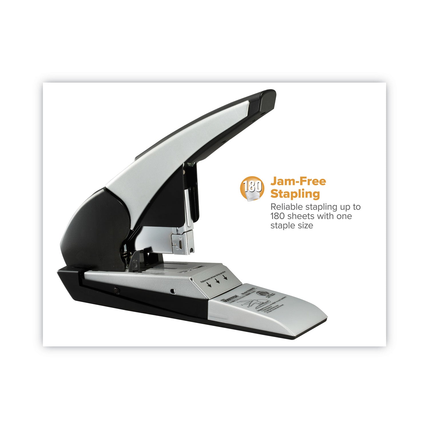 Bostitch Auto 180 Xtreme Duty Automatic Stapler, 180-Sheet Capacity, Silver/Black