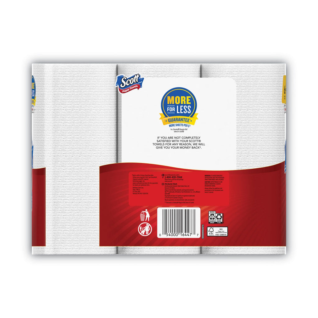 Scott Choose-a-Size Mega Kitchen Roll Paper Towels, 1-Ply, 102/Roll, 6 Rolls/Pack, 4 Packs/Carton