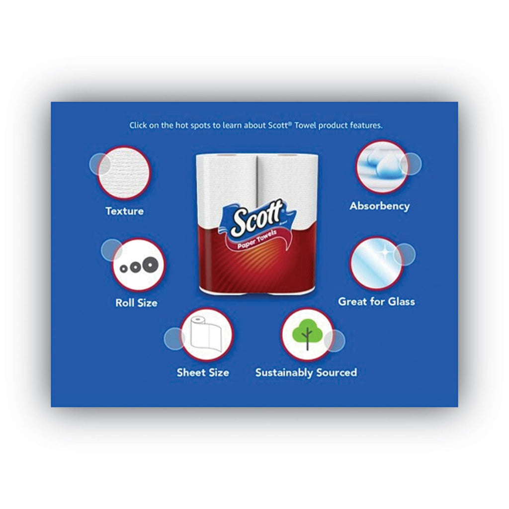Scott Choose-A-Sheet Mega Kitchen Roll Paper Towels, 1-Ply, 7.31 x 11, White, 102/Roll, 30 Rolls Carton