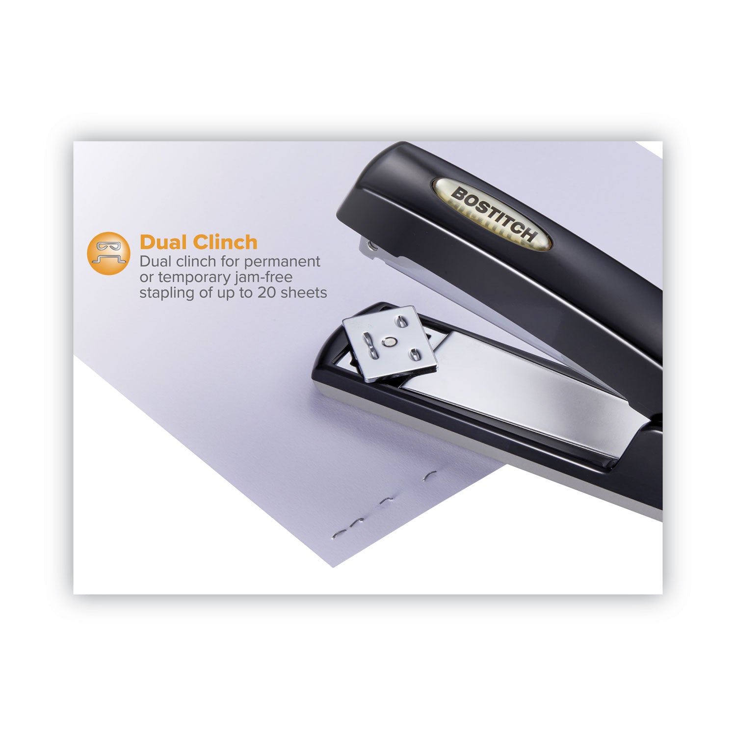 Bostitch Professional Antimicrobial Executive Stapler, 20-Sheet Capacity, Black
