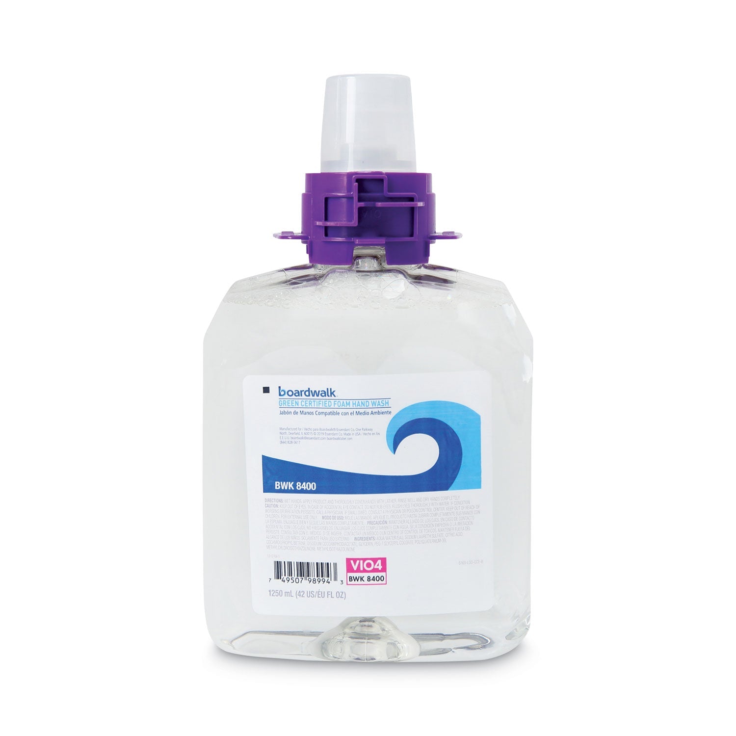 Boardwalk Green Certified Foam Soap, Fragrance Free, 1,250 mL Refill, 4/Carton