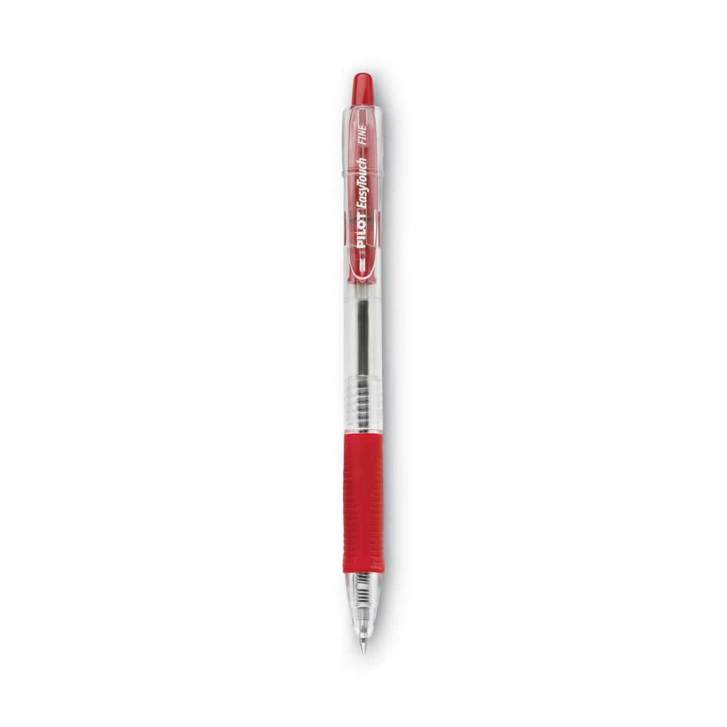 Pilot EasyTouch Ballpoint Pen, Retractable, Fine 0.7 mm, Red Ink, Clear Barrel, Dozen