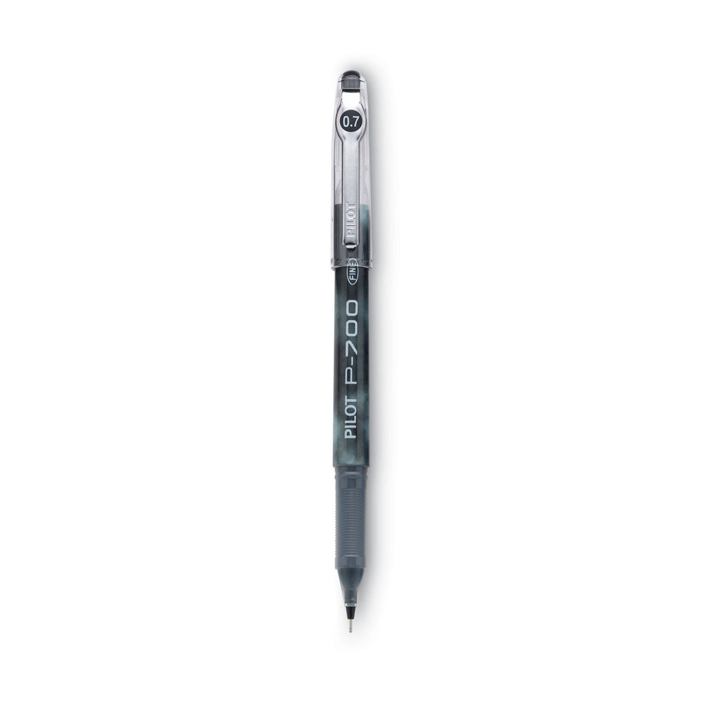 Pilot Precise P-700 Gel Pen, Stick, Fine 0.7 mm, Black Ink, Black Barrel, Dozen