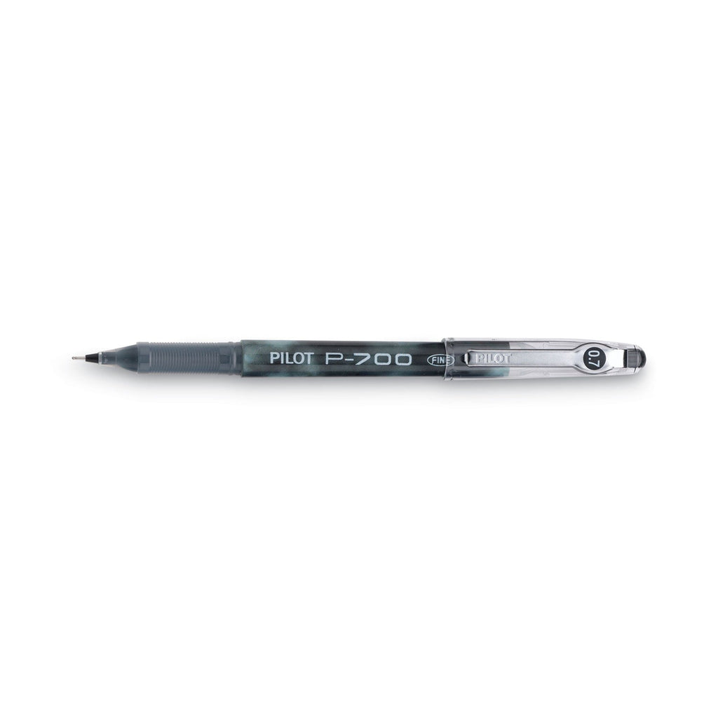 Pilot Precise P-700 Gel Pen, Stick, Fine 0.7 mm, Black Ink, Black Barrel, Dozen