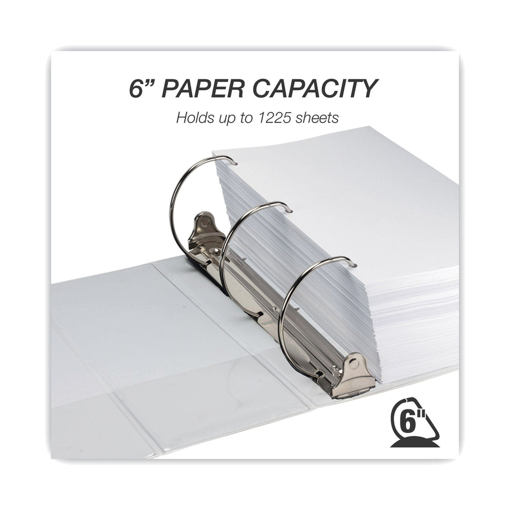 Samsill Nonstick D-Ring View Binder, 3 Rings, 6" Capacity, 11 x 8.5, White
