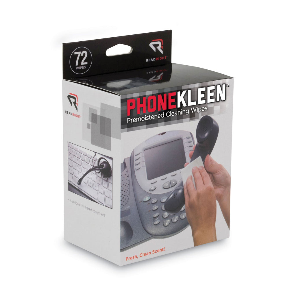 Read Right PhoneKleen Wet Wipes, Cloth, 5 x 5, 72/Box