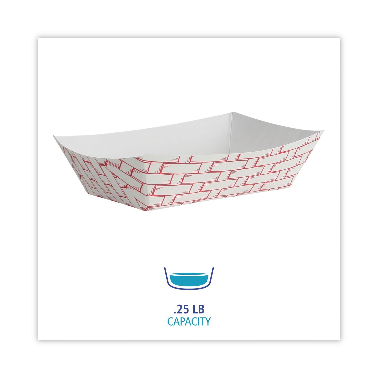 Boardwalk Paper Food Baskets, 0.25 lb Capacity, 2.69 x 1.05 x 4, Red/White, 1,000/Carton