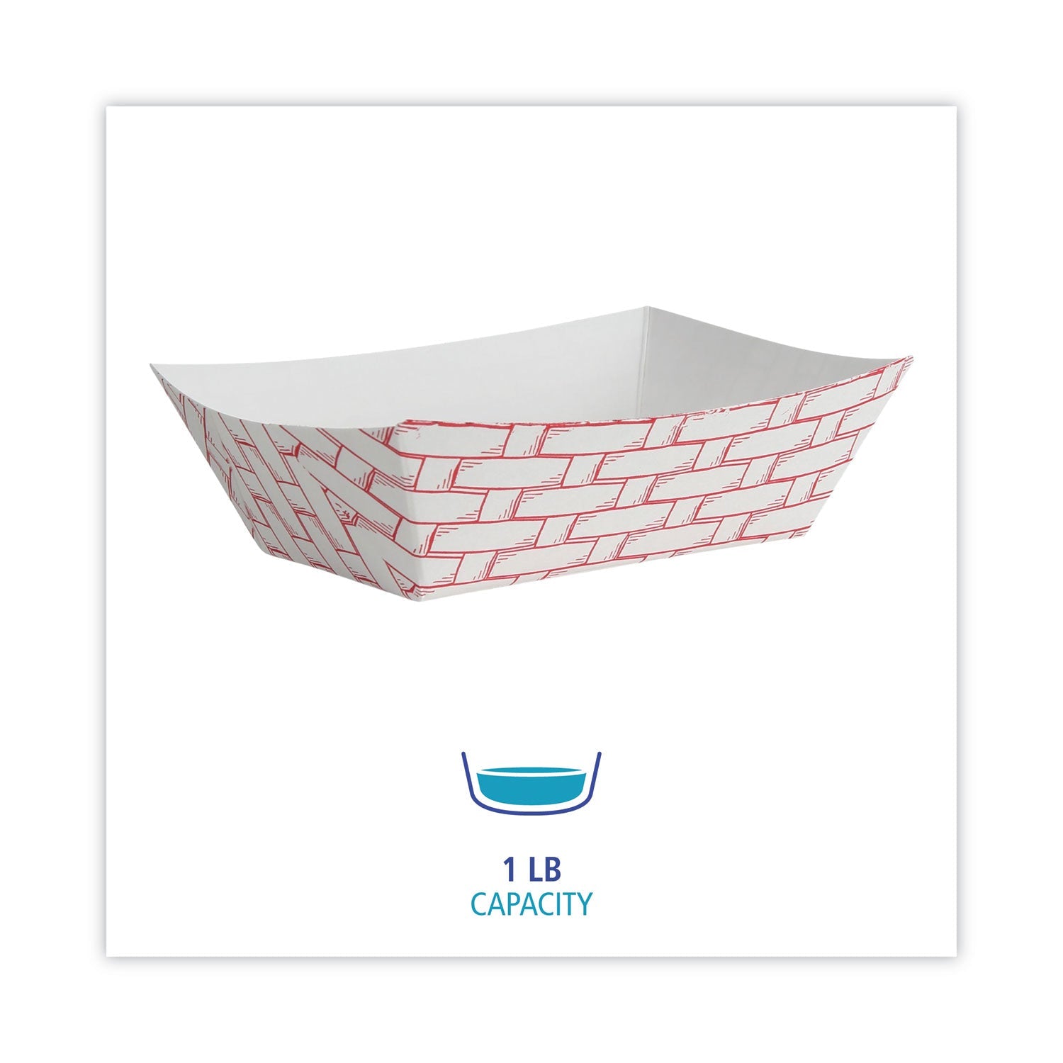 Boardwalk Paper Food Baskets, 1 lb Capacity, Red/White, 1,000/Carton