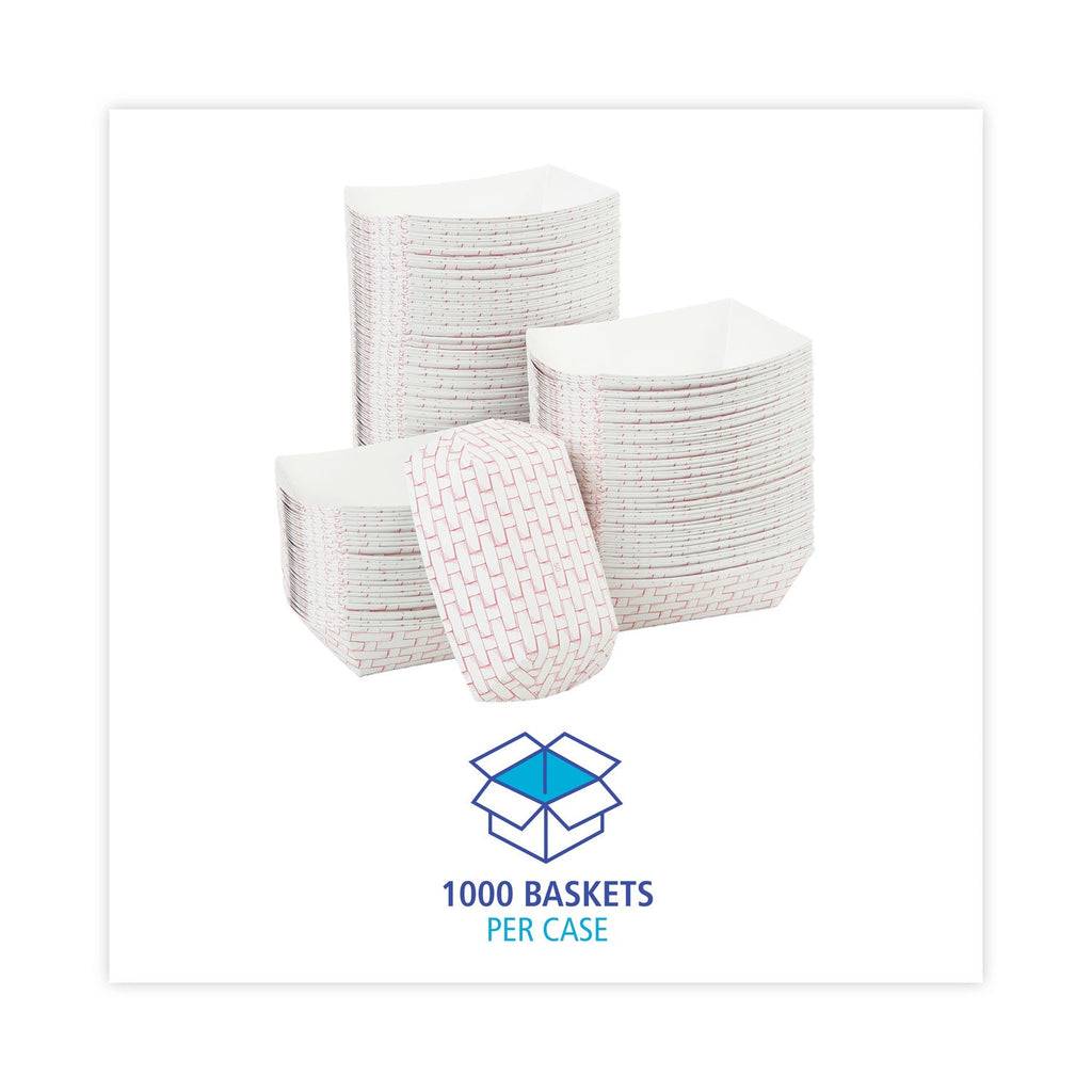 Boardwalk Paper Food Baskets, 0.5 lb Capacity, Red/White, 1,000/Carton