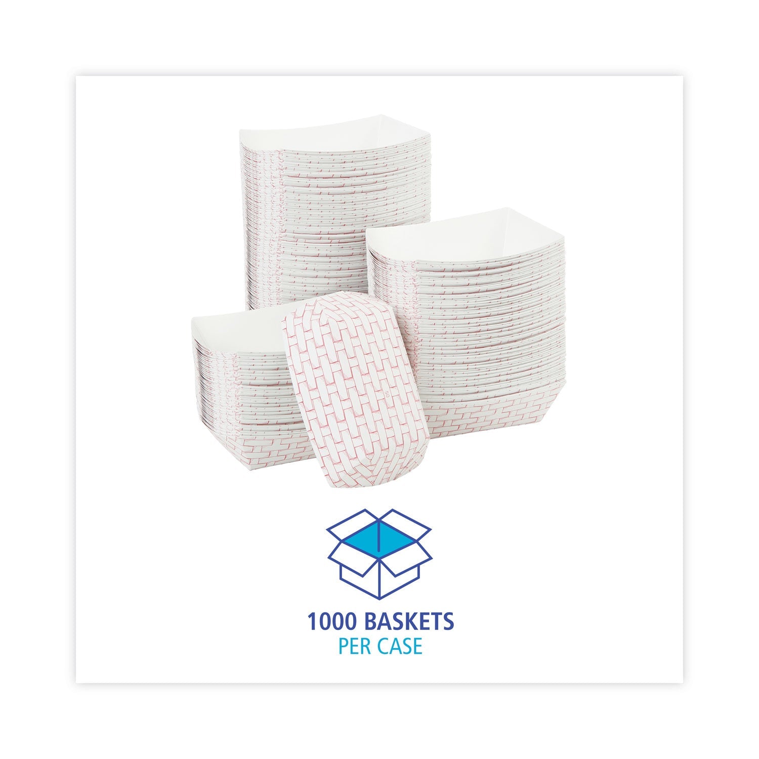 Boardwalk Paper Food Baskets, 0.5 lb Capacity, Red/White, 1,000/Carton