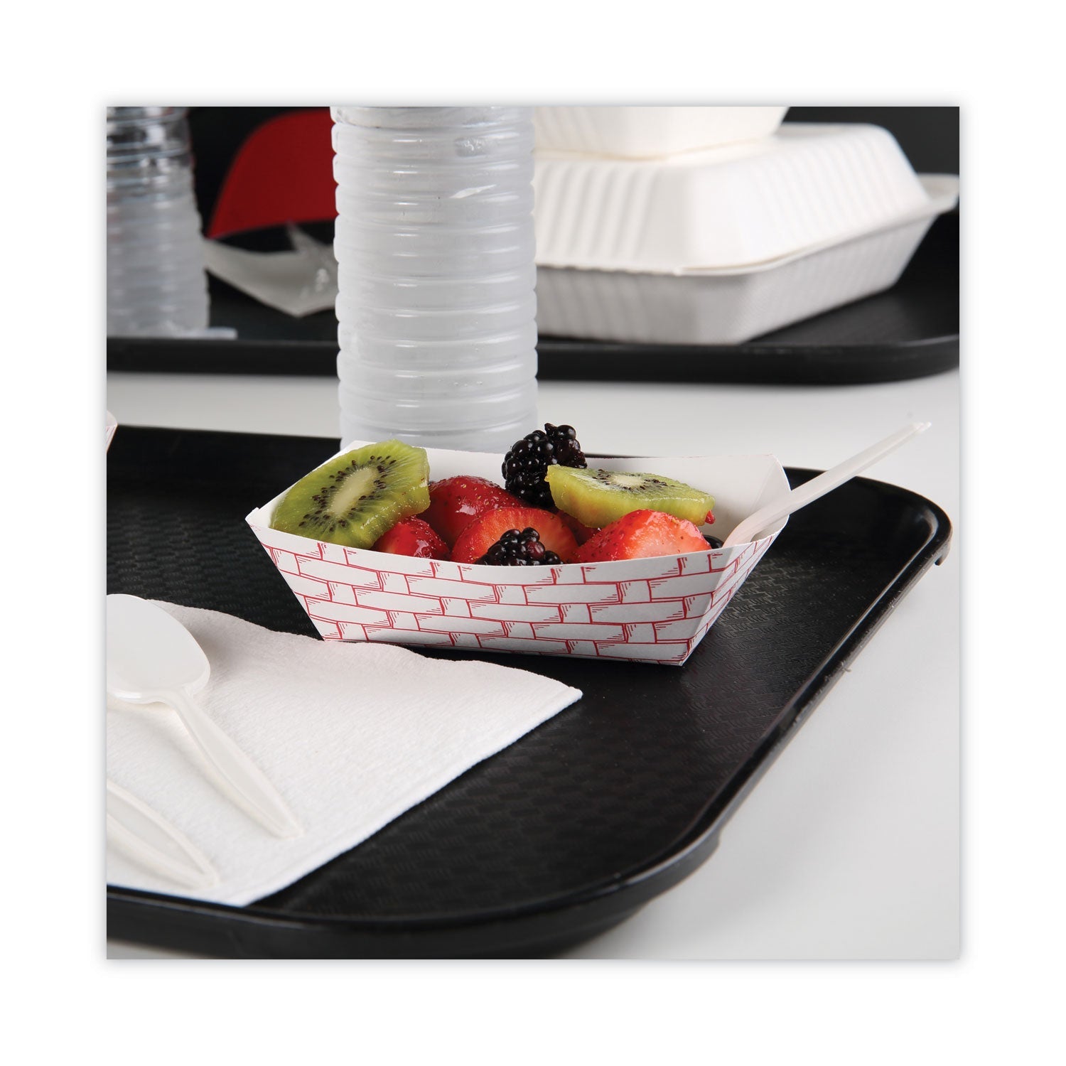 Boardwalk Paper Food Baskets, 1 lb Capacity, Red/White, 1,000/Carton