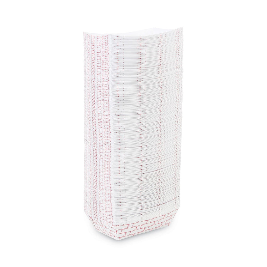Boardwalk Paper Food Baskets, 2 lb Capacity, Red/White, 1,000/Carton